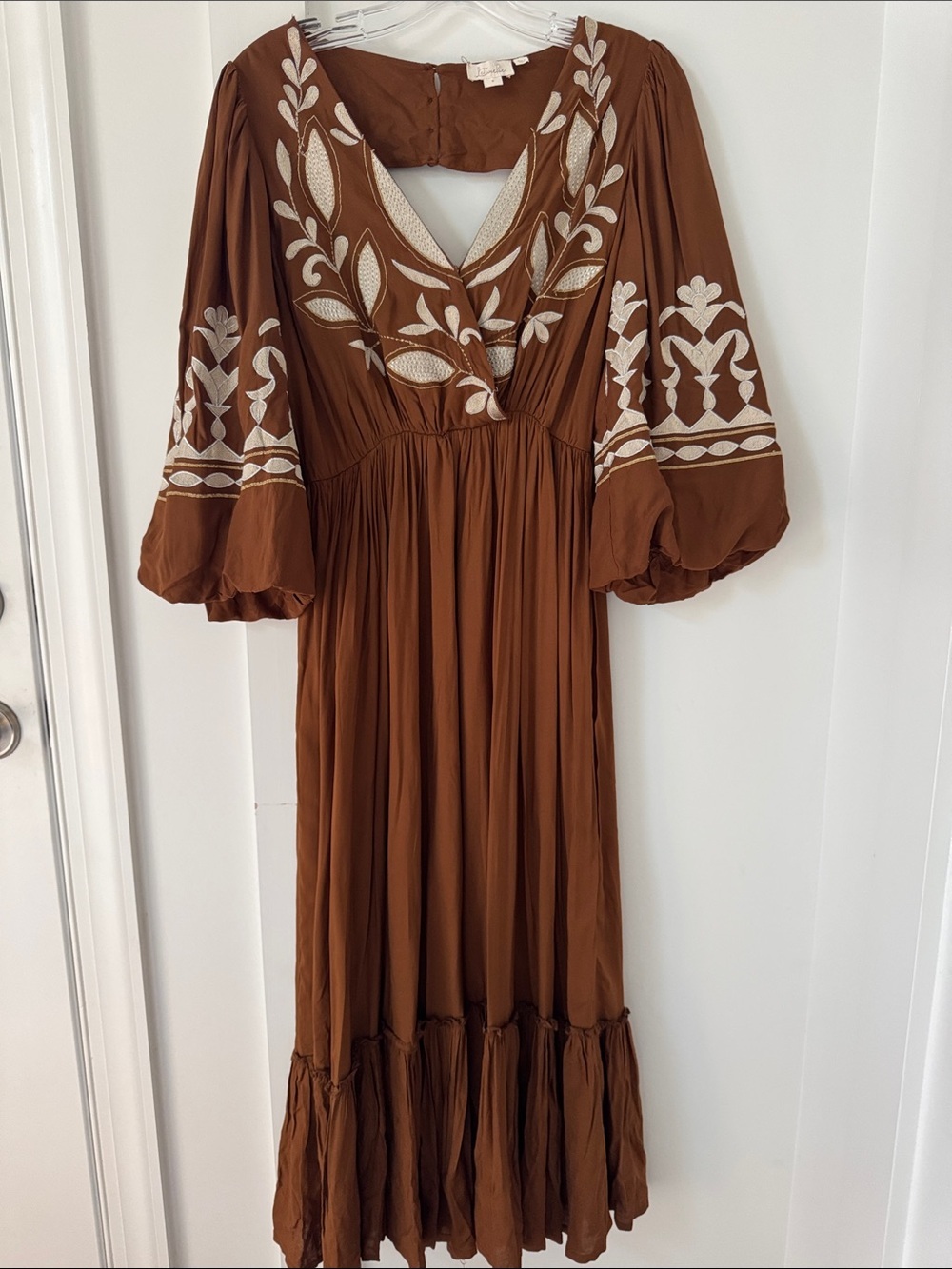 Anthropologie Let Me Be Embroidered Open-Back Maxi Dress Size S - Picture 2 of 13